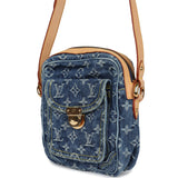 Pre-owned Louis Vuitton Camera Crossbody Bag Blue Monogram Denim Gold Hardware