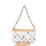 Louis Vuitton X Takashi Murakami Pochette Accessories White Multicolored Monogram Gold Hardware