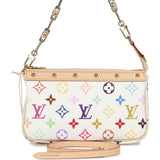 Louis Vuitton X Takashi Murakami Pochette Accessories White Multicolored Monogram Gold Hardware