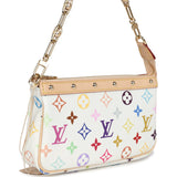 Louis Vuitton X Takashi Murakami Pochette Accessories White Multicolored Monogram Gold Hardware