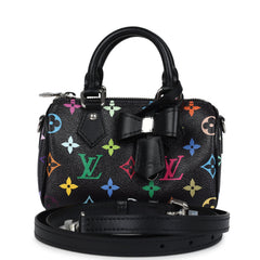 Louis Vuitton X Murakami Nano Speedy Bag Black Multicolor Monogram Silver Hardware