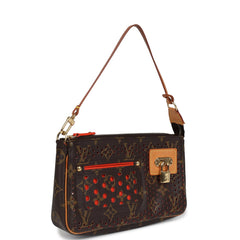 Vintage Louis Vuitton Perforated Pochette Accessories Orange Monogram Gold Hardware