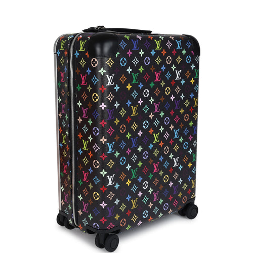 Louis Vuitton X Takashi Murakami Horizon 55 Rolling Suitcase Black Multicolor Monogram Silver Hardware