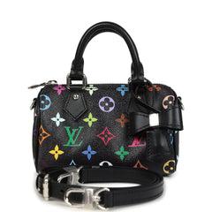 Louis Vuitton X Murakami Nano Speedy Bag Black Multicolor Monogram Silver Hardware