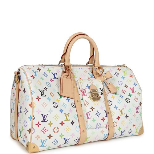 Louis Vuitton X Murakami Keepall Bandouliere 45 White Monogram Multicolored Gold Hardware