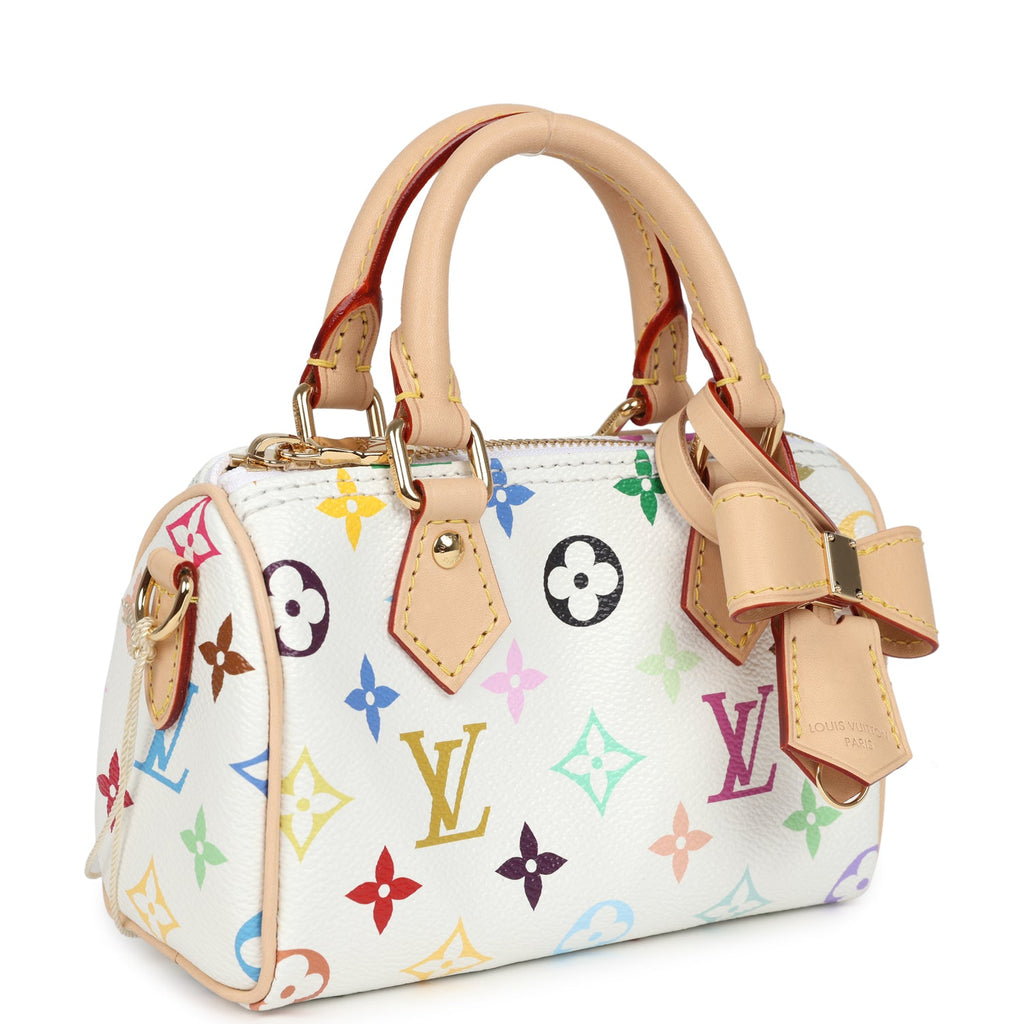 Louis Vuitton X Murakami Nano Speedy Bag White Multicolor Monogram Gol
