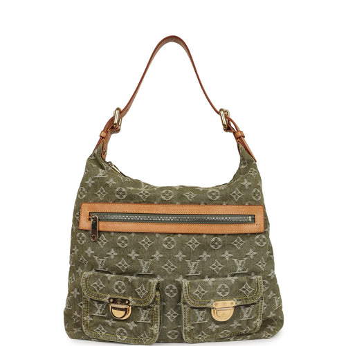 Vintage Louis Vuitton Baggy GM Green Denim Monogram Gold Hardware