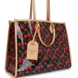 Louis Vuitton X Takashi Murakami On The Go GM Cherry Brown Monogram Vinyl Gold Hardware