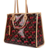 Louis Vuitton X Takashi Murakami On The Go GM Cherry Brown Monogram Vinyl Gold Hardware