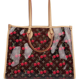 Louis Vuitton X Takashi Murakami On The Go GM Cherry Brown Monogram Vinyl Gold Hardware