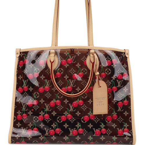 Louis Vuitton X Takashi Murakami On The Go GM Cherry Brown Monogram Vinyl Gold Hardware