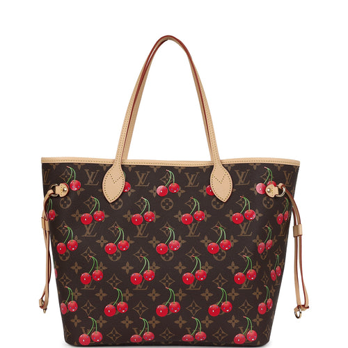 Louis Vuitton X Takashi Murakami Neverfull MM Cherry Brown Monogram Gold Hardware