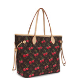 Louis Vuitton X Takashi Murakami Neverfull MM Cherry Brown Monogram Gold Hardware