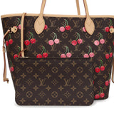 Louis Vuitton X Takashi Murakami Neverfull MM Cherry Brown Monogram Gold Hardware