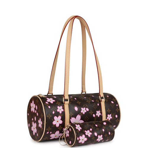 Louis Vuitton X Takashi Murakami Cherry Blossom Papillon Brown and Pink Monogram Gold Hardware
