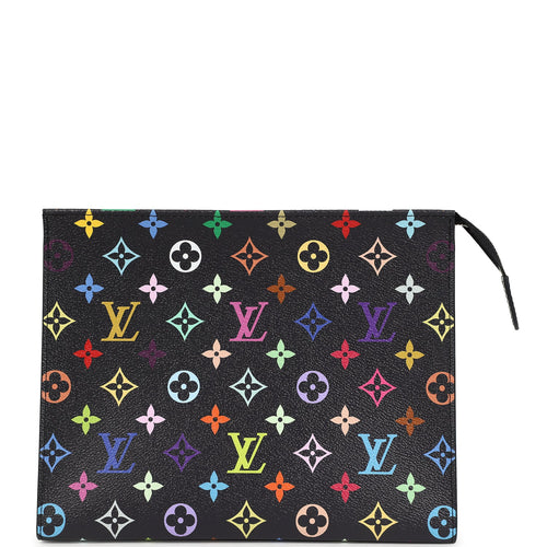 Louis Vuitton X Takashi Murakami Toiletry Pouch Black Multicolor Monogram Silver Hardware