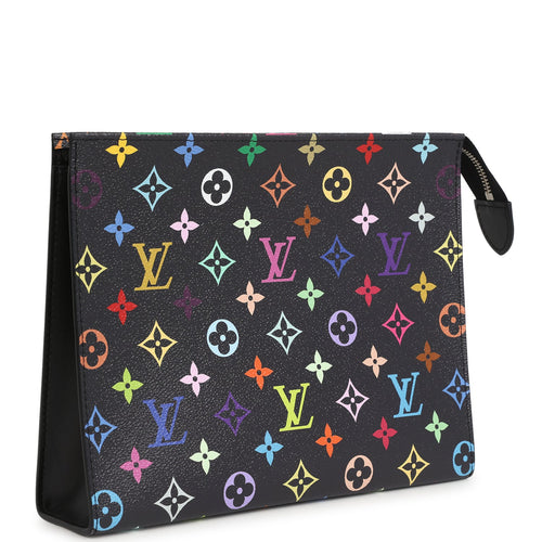 Louis Vuitton X Takashi Murakami Toiletry Pouch Black Multicolor Monogram Silver Hardware
