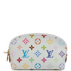 Louis Vuitton X Takashi Murakami Cosmetic Pouch PM White Multicolored Monogram Gold Hardware