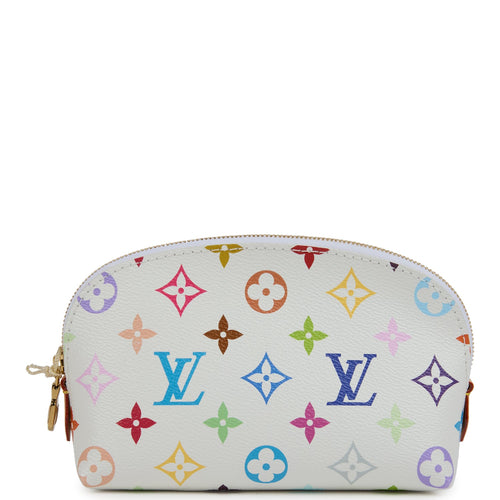 Louis Vuitton X Takashi Murakami Cosmetic Pouch PM White Multicolored Monogram Gold Hardware
