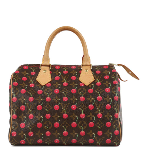 Vintage Louis Vuitton x Takashi Murkami Cheries Speedy 25 Brown and Red Monogram Cherry Gold Hardware