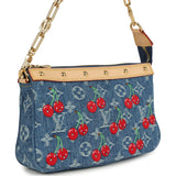 Louis Vuitton X Takashi Murakami Cherry Pochette Accessories Denim Monogram Gold Hardware