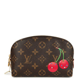 Louis Vuitton X Takashi Murakami Cherry Cosmetic Pouch Brown Monogram Gold Hardware