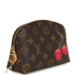 Louis Vuitton X Takashi Murakami Cherry Cosmetic Pouch Brown Monogram Gold Hardware