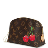 Louis Vuitton X Takashi Murakami Cherry Cosmetic Pouch Brown Monogram Gold Hardware