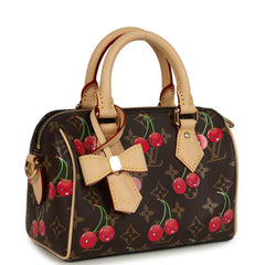 Louis Vuitton X Takashi Murakami Cerises Speedy Bandouliere 20 Bag Brown Cherry Monogram Gold Hardware