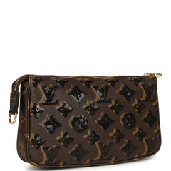 Louis Vuitton Pochette Accessories Black and Brown Monogram Sequin Gold Hardware