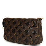 Louis Vuitton Pochette Accessories Black and Brown Monogram Sequin Gold Hardware