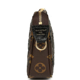 Louis Vuitton Pochette Accessories Black and Brown Monogram Sequin Gold Hardware