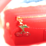 Louis Vuitton X Takashi Murakami Capucines Mini Red and Blue Monogram Cherry Denim and Rattan Wicker Gold Hardware