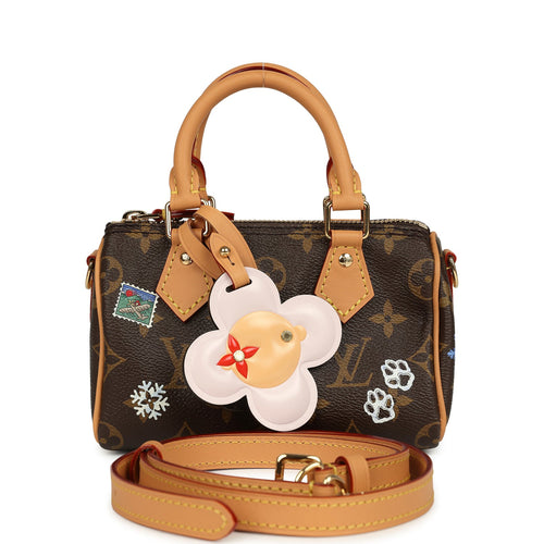 Louis Vuitton "Vivienne" Nano Speedy Bag Brown Monogram Snowy Pearl Gold Hardware