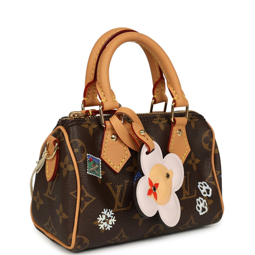 Louis Vuitton "Vivienne" Nano Speedy Bag Brown Monogram Snowy Pearl Gold Hardware