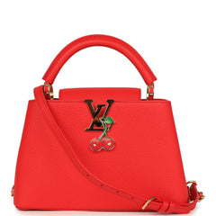 Louis Vuitton X Takashi Murakami Cherry Capucines BB Red Taurillon Leather Gold Hardware