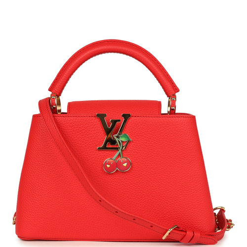 Louis Vuitton X Takashi Murakami Cherry Capucines BB Red Taurillon Leather Gold Hardware