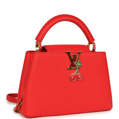 Louis Vuitton X Takashi Murakami Cherry Capucines BB Red Taurillon Leather Gold Hardware