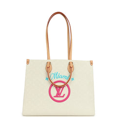 Louis Vuitton On The Go Miami GM Tote Light Beige Multi Jacquard Monogram Gold Hardware
