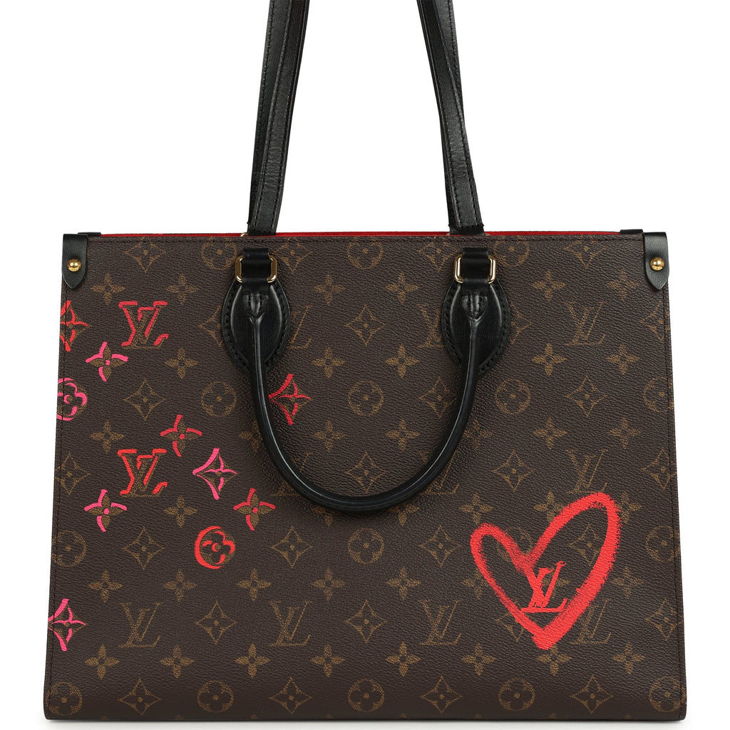 louis vuitton black red backpack Louis Vuitton On The Go Fall In Love MM Tote Black, Red, Brown Monogram Gold Hardware – New & Authentic