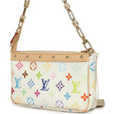 Louis Vuitton X Takashi Murakami Pochette Accessories White Multicolored Monogram Gold Hardware