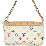 Louis Vuitton X Takashi Murakami Pochette Accessories White Multicolored Monogram Gold Hardware