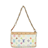 Louis Vuitton X Takashi Murakami Pochette Accessories White Multicolored Monogram Gold Hardware