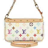 Louis Vuitton X Takashi Murakami Pochette Accessories White Multicolored Monogram Gold Hardware