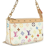 Louis Vuitton X Takashi Murakami Pochette Accessories White Multicolored Monogram Gold Hardware