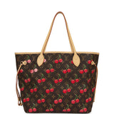 Louis Vuitton X Takashi Murakami Neverfull MM Cherry Brown Monogram Gold Hardware