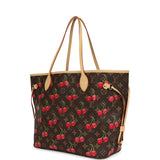 Louis Vuitton X Takashi Murakami Neverfull MM Cherry Brown Monogram Gold Hardware