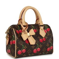 Louis Vuitton X Takashi Murakami Cerises Speedy Bandouliere 20 Bag Brown Cherry Monogram Gold Hardware