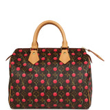 Vintage Louis Vuitton x Takashi Murkami Cheries Speedy 25 Brown and Red Monogram Cherry Gold Hardware
