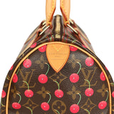 Vintage Louis Vuitton x Takashi Murkami Cheries Speedy 25 Brown and Red Monogram Cherry Gold Hardware
